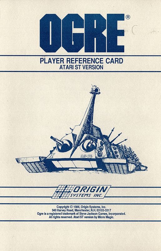 Reference Card for Ogre (Atari ST)