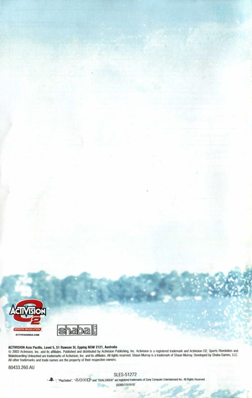 Manual for Wakeboarding Unleashed featuring Shaun Murray (PlayStation 2): Back