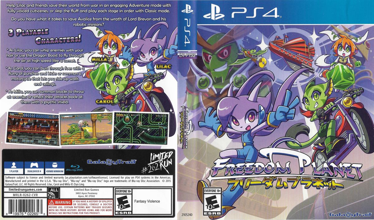 Full Cover for Freedom Planet (PlayStation 4) (Limited Run release)