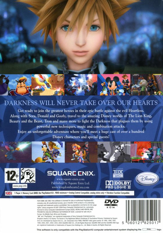 Back Cover for Kingdom Hearts II (PlayStation 2)