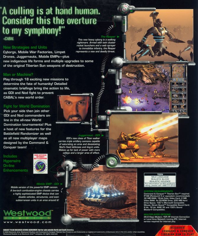 Back Cover for Command & Conquer: Tiberian Sun - Firestorm (Windows)