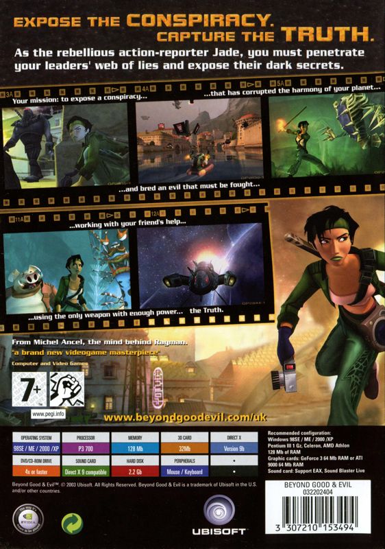 Back Cover for Beyond Good & Evil (Windows) (DVD-ROM release)