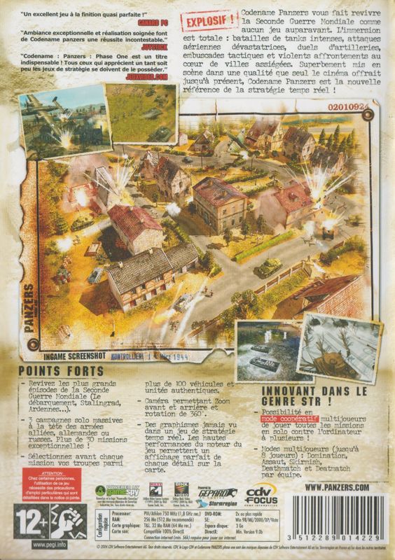 Back Cover for Codename: Panzers - Phase One (Windows) (Collection Stratégie DVD release)