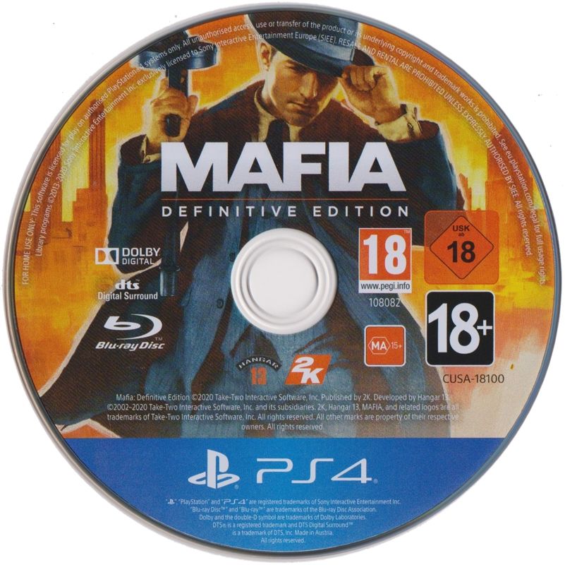 Media for Mafia Trilogy (PlayStation 4) (Sleeved Digipak): Disc - <i>Mafia: Definitive Edition</i>