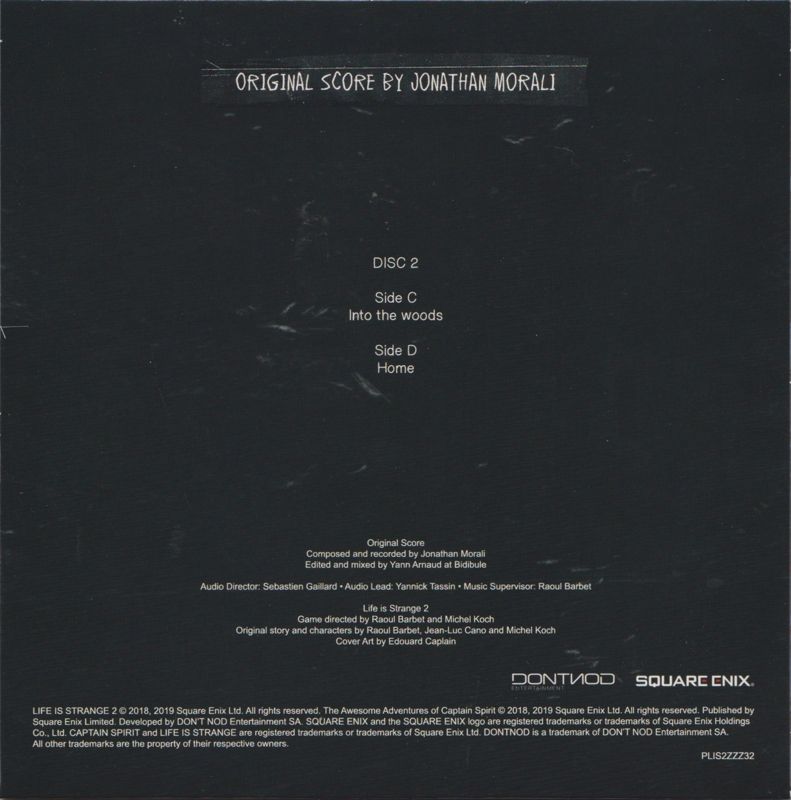 Soundtrack for Life Is Strange 2 (Collector's Edition) (PlayStation 4) ("Soft-bundled Box Set"): Slipcase - Vinyl LP 2 - Back