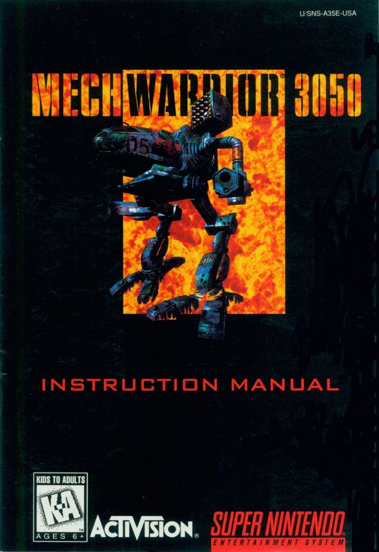 Manual for BattleTech: A Game of Armored Combat (SNES): Front