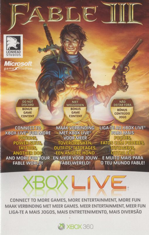Other for Fable III (Xbox 360): DLC voucher (front)