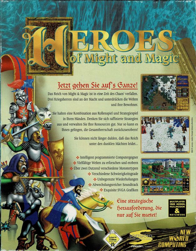 Back Cover for Heroes of Might and Magic (DOS and Windows)