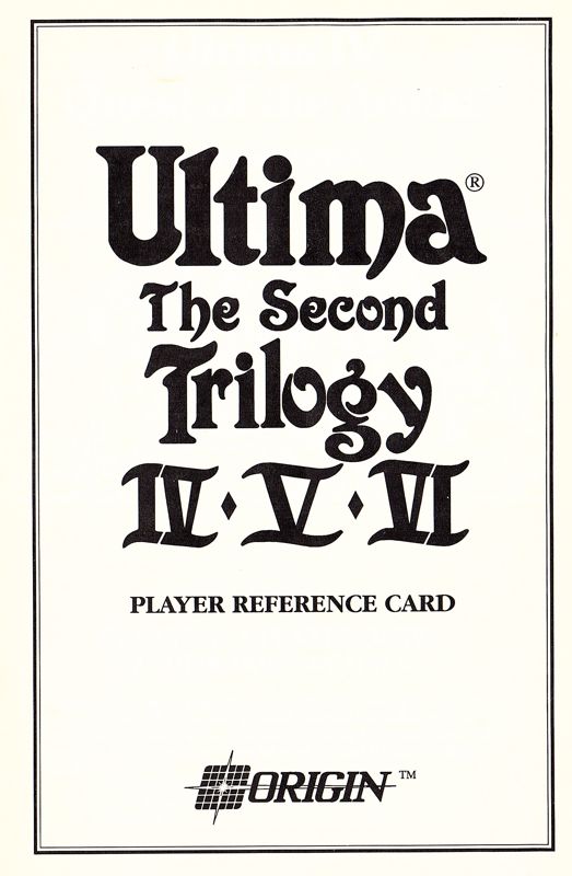 Reference Card for Ultima: The Second Trilogy (DOS)