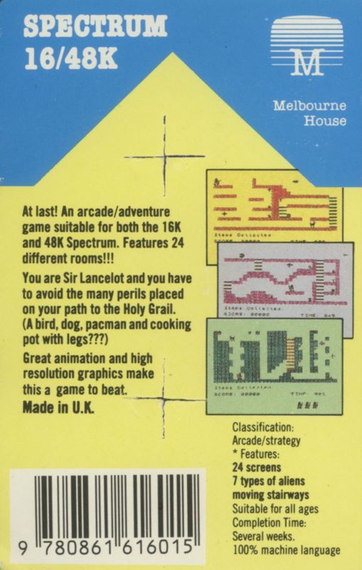 Back Cover for Sir Lancelot (ZX Spectrum)