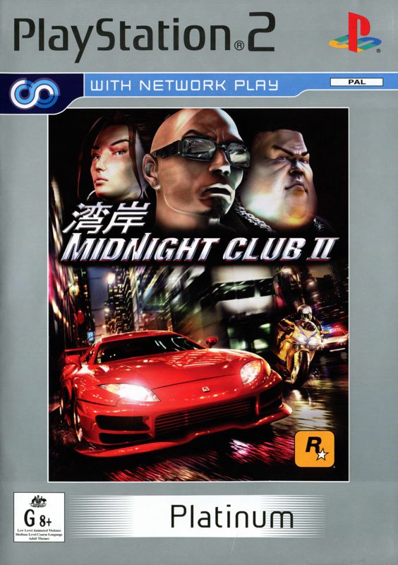Front Cover for Midnight Club II (PlayStation 2) (Platinum release)