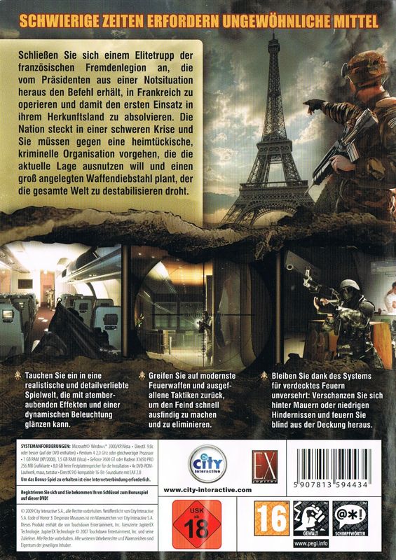 Back Cover for Code of Honor 3: Desperate Measures (Windows)