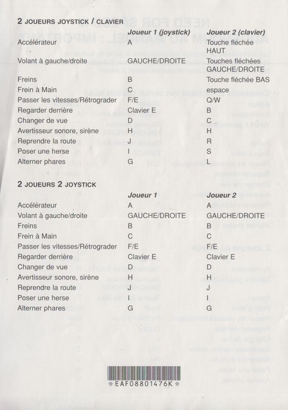 Manual for Need for Speed III: Hot Pursuit (Windows): Addendum - Back (2 page)