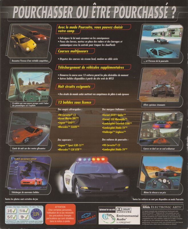 Back Cover for Need for Speed III: Hot Pursuit (Windows)