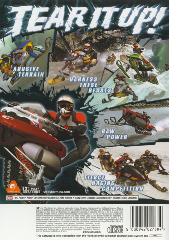 Back Cover for Sled Storm (PlayStation 2)