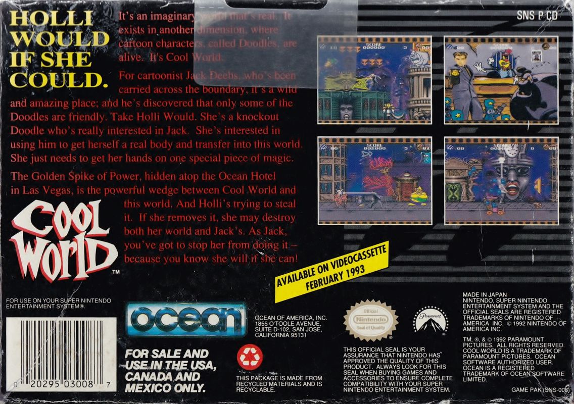 Back Cover for Cool World (SNES)