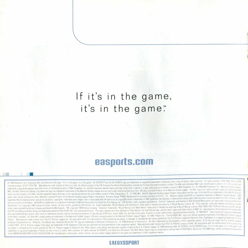 Extras for FIFA 2000: Major League Soccer (PlayStation): Product catalogue - back