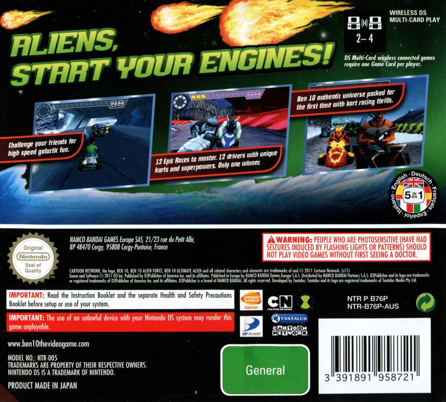 Back Cover for Ben 10: Galactic Racing (Nintendo DS)