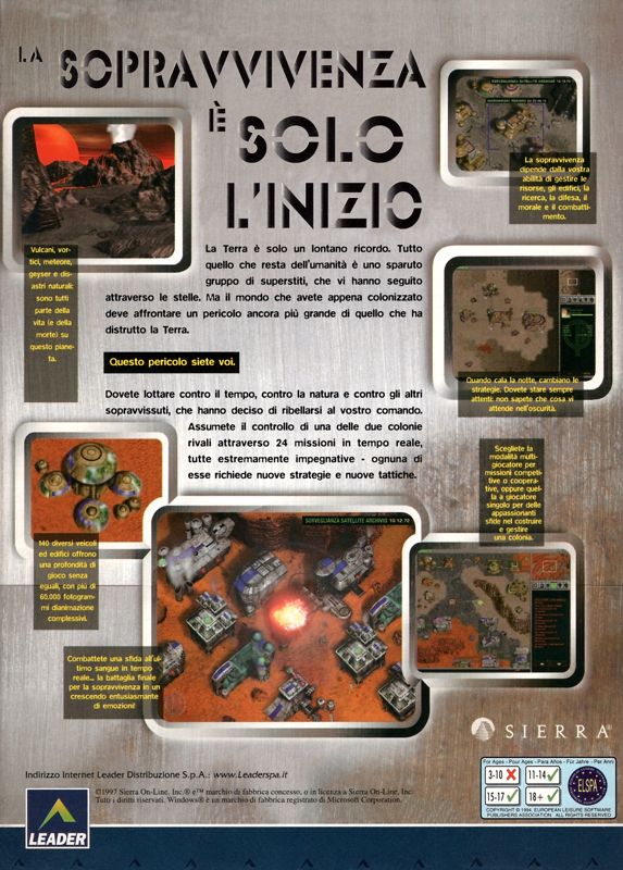 Back Cover for Outpost 2: Divided Destiny (Windows)