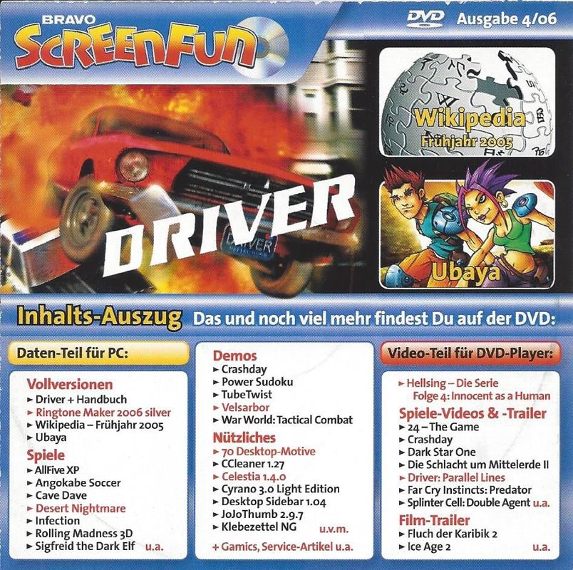 Other for Driver (Windows) (Bravo Screenfun 04/2006 covermount): Front cover (for Jewel Case)