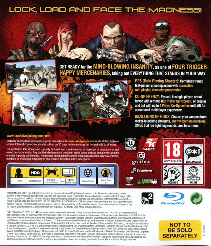 Other for Borderlands (PlayStation 3) (Bundled with console): Keepcase - back