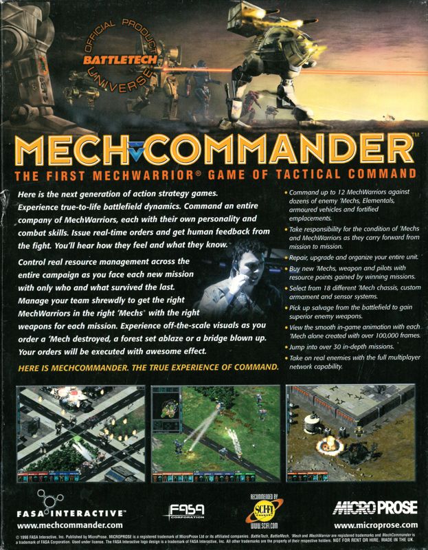 Back Cover for Mech Commander (Windows)