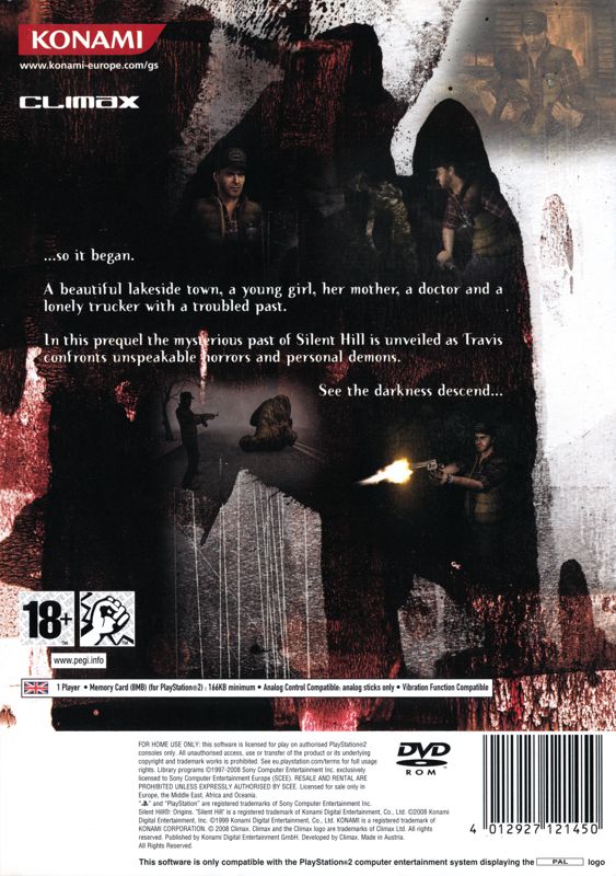 Back Cover for Silent Hill: 0rigins (PlayStation 2) (Eastern European release)