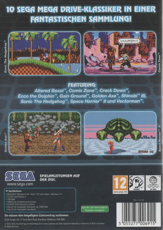 Back Cover for Sega Genesis Classics (Windows)