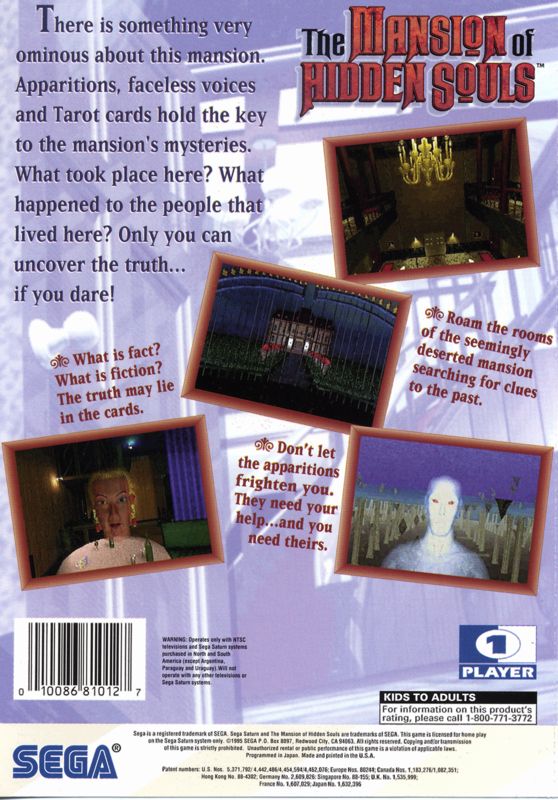 Back Cover for The Mansion of Hidden Souls (SEGA Saturn)