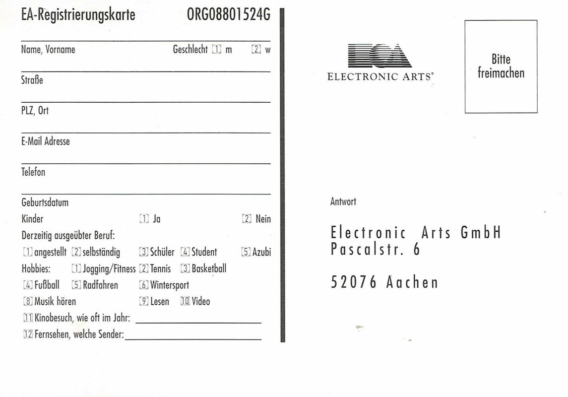 Extras for Sid Meier's Alpha Centauri (Windows): Registration Card - Front