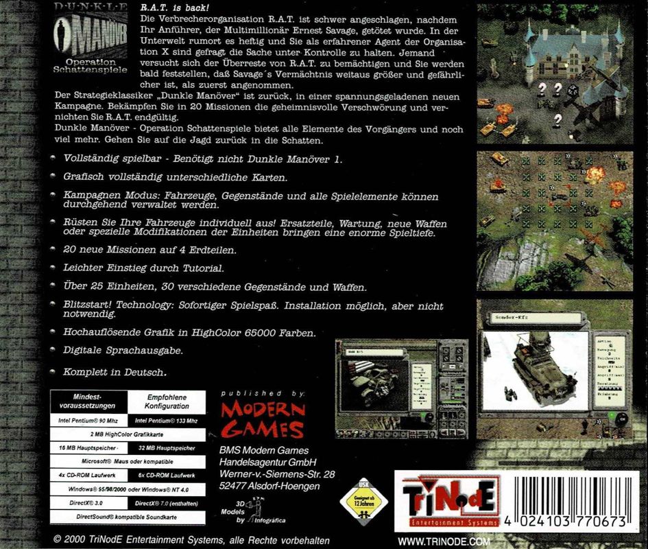 Other for Dunkle Manöver: Operation Schattenspiele (Windows): Jewel Case - Back
