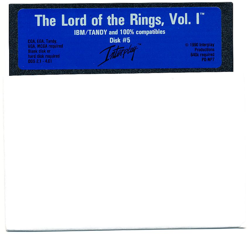 Media for J.R.R. Tolkien's The Lord of the Rings, Vol. I (DOS) (5.25" Floppy Disk release): Disk 5