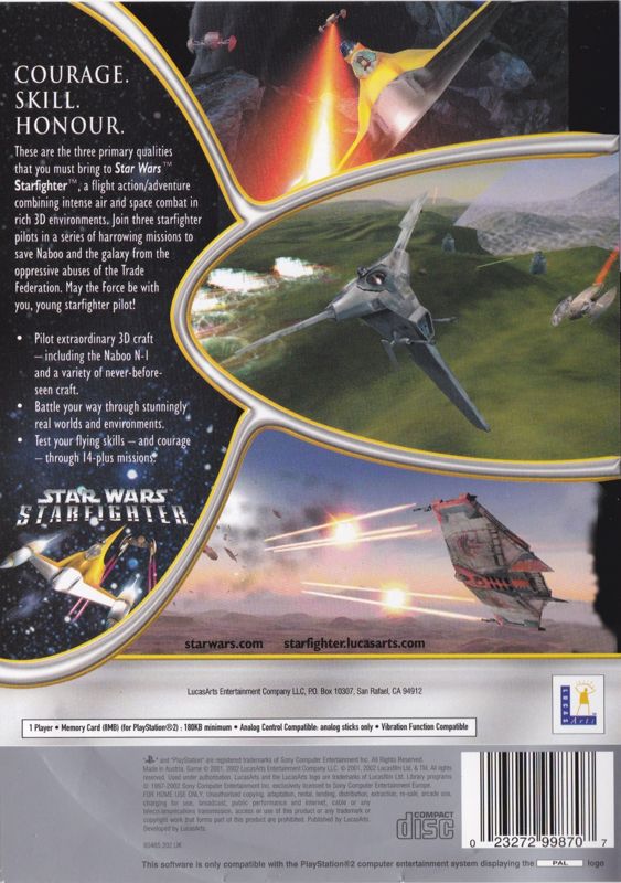 Back Cover for Star Wars: Starfighter (PlayStation 2) (Platinum release)