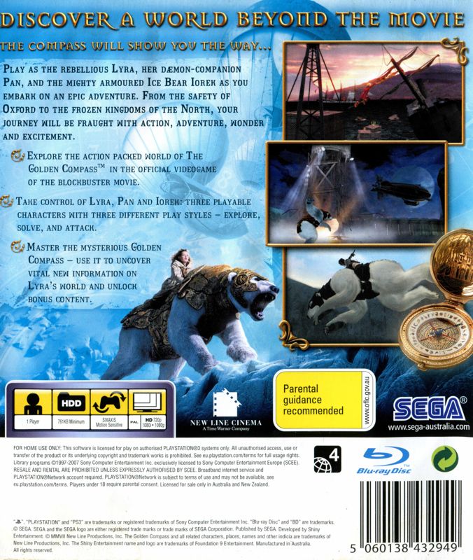 Back Cover for The Golden Compass (PlayStation 3)
