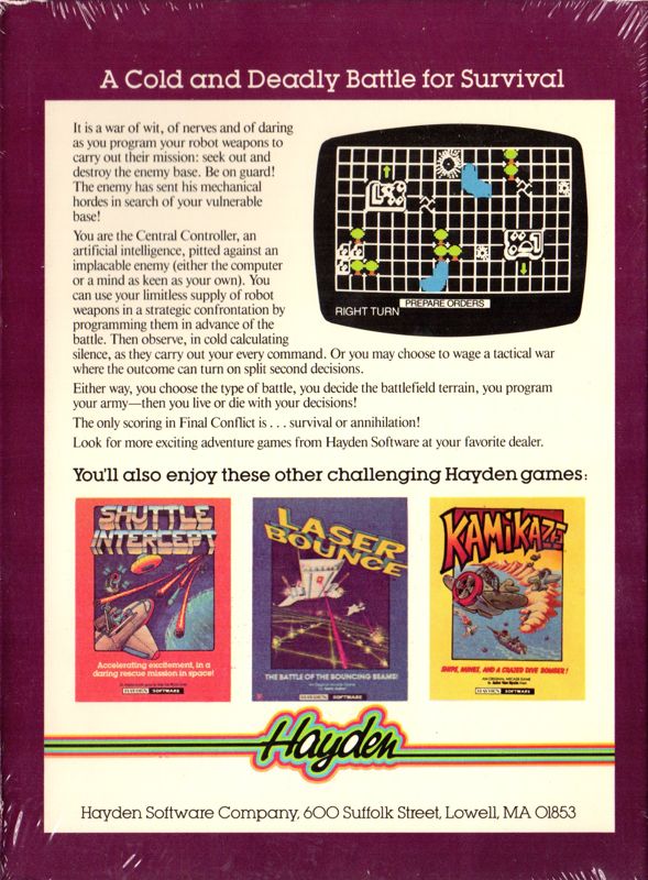 Back Cover for The Final Conflict (Commodore 64)