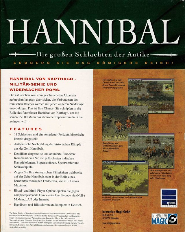 Back Cover for The Great Battles of Hannibal (Windows)