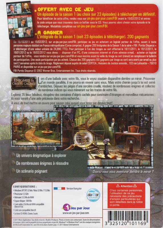 Back Cover for Behind the Reflection (Windows) (1 Jeu par Jour release (Micro Application 2011))