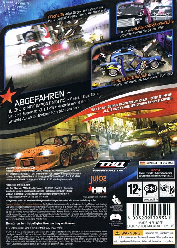 Back Cover for Juiced 2: Hot Import Nights (Windows)