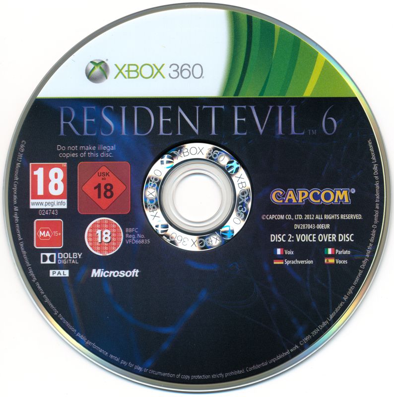 Media for Resident Evil 6 (Xbox 360): Voice Over disc