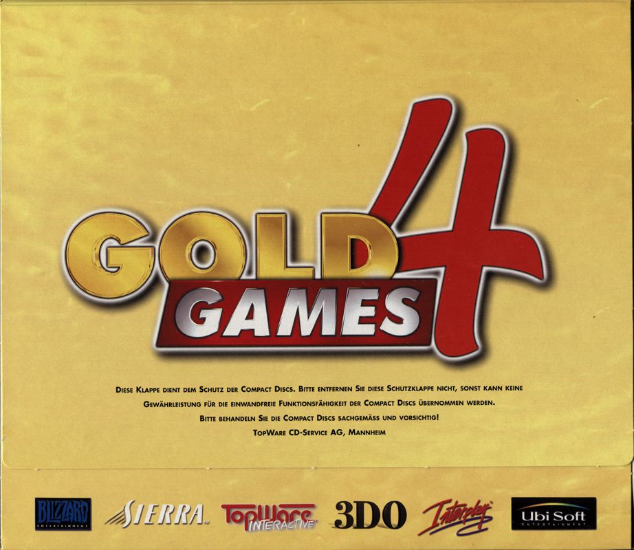 Inside Cover for Gold Games 4 (DOS and Windows and Windows 3.x)