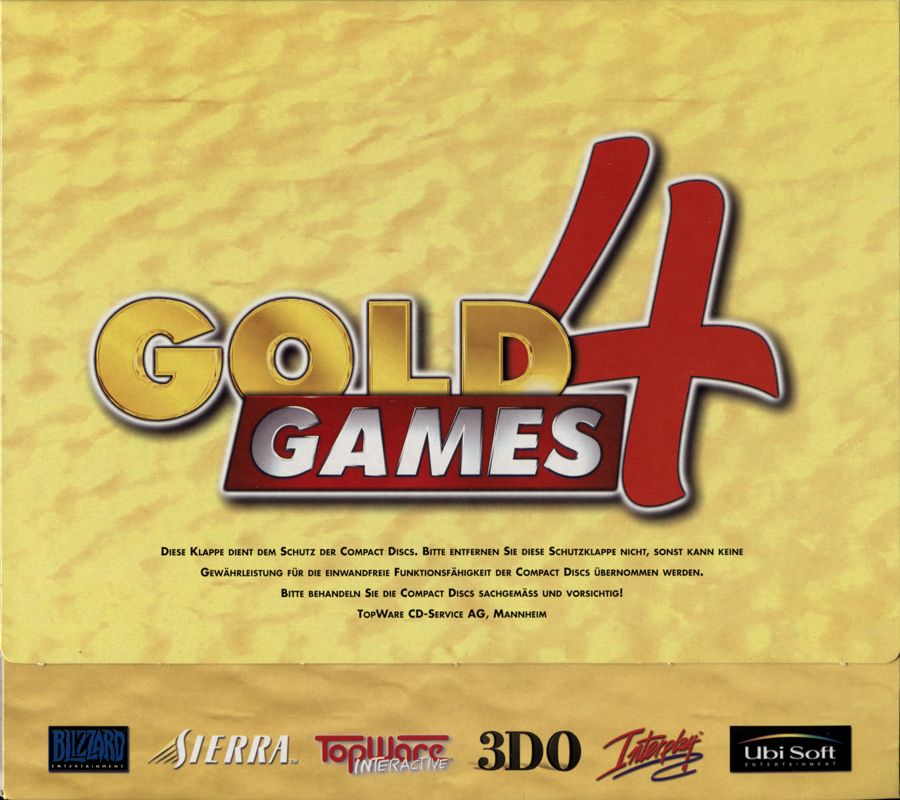 Inside Cover for Gold Games 4 (DOS and Windows and Windows 3.x)