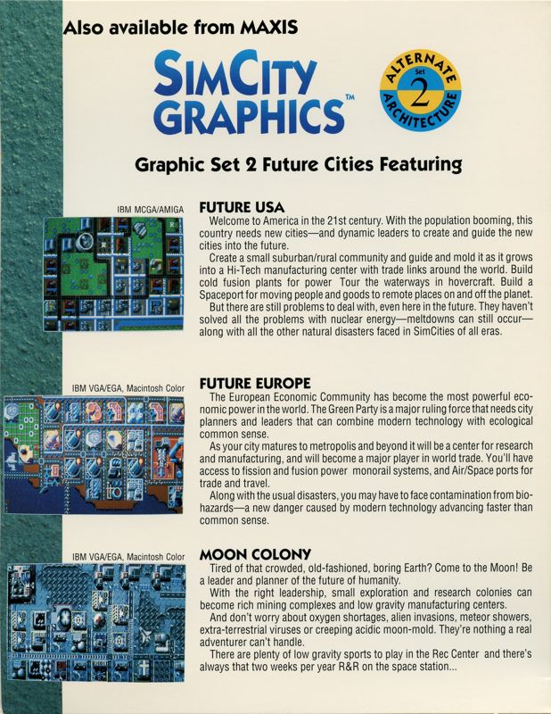 Inside Cover for SimCity Graphics Set 1: Ancient Cities (DOS) (5.25" Floppy Disk release): Right Flap