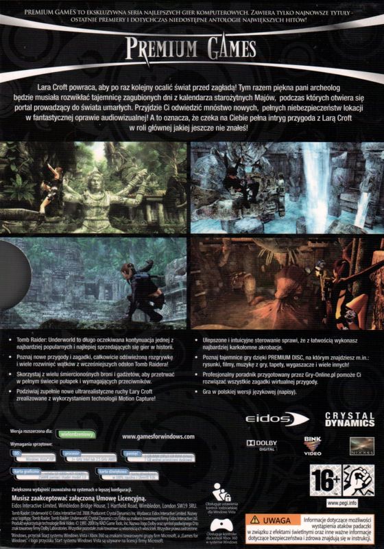 Back Cover for Tomb Raider: Underworld (Windows) (Premium Games release)