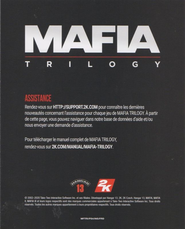 Extras for Mafia Trilogy (PlayStation 4) (Sleeved Digipak): Health and Safety Booklet - Front
