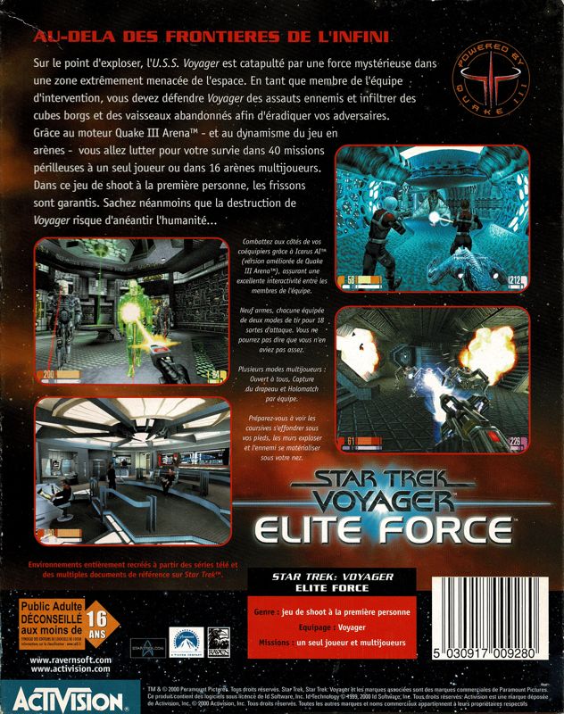 Back Cover for Star Trek: Voyager - Elite Force (Windows)