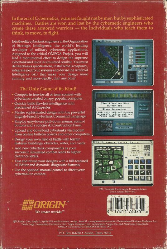 Back Cover for Omega (Atari ST)