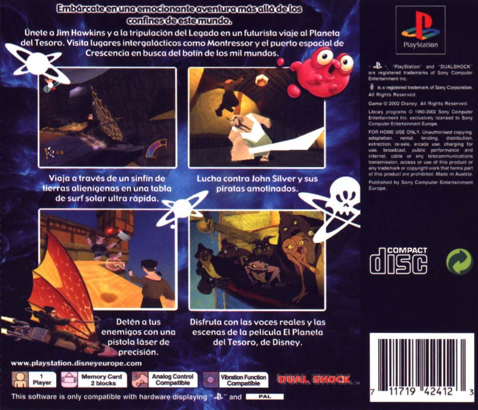 Back Cover for Disney's Treasure Planet (PlayStation)
