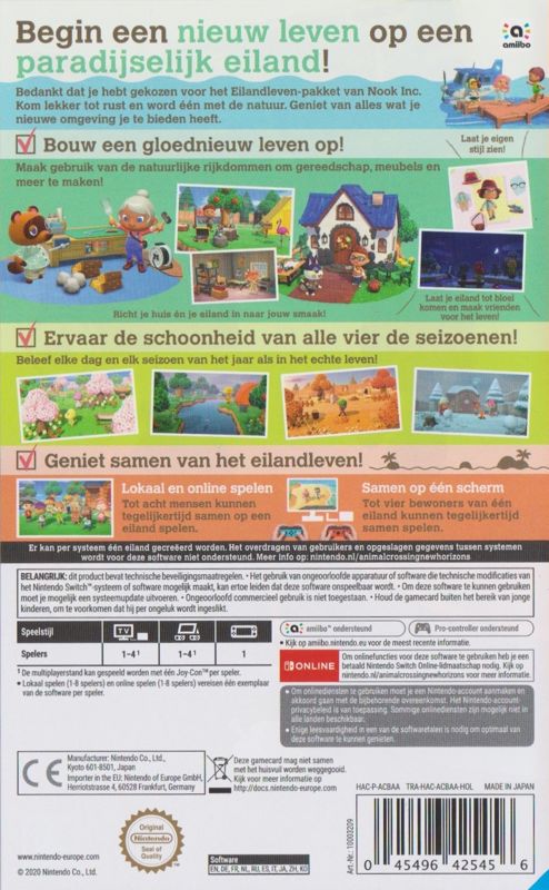 Back Cover for Animal Crossing: New Horizons (Nintendo Switch)