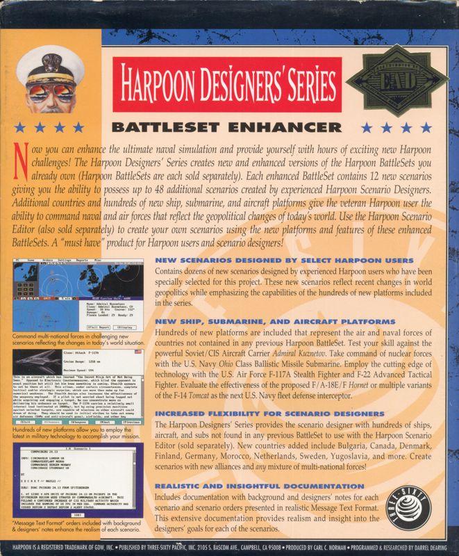 Back Cover for Harpoon Designers' Series: BattleSet Enhancer (DOS)