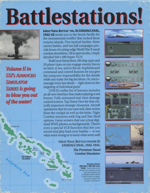 Back Cover for Great Naval Battles Vol. II: Guadalcanal 1942-43 (DOS)